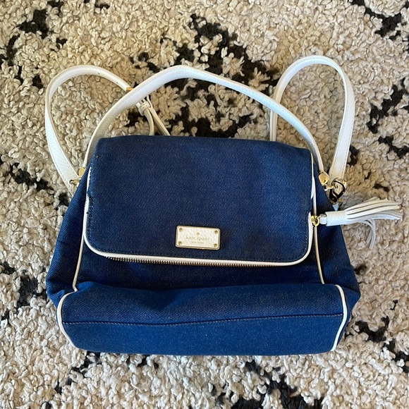 kate spade Handbags - NWOT Kate Spade Denim and white bag 12” x 9”